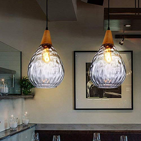 Moderne kroonluchters hanglamp, E27 in hoogte verstelbare retro kroonluchter, druppelvorm, glazen lampenkap, plafondlamp