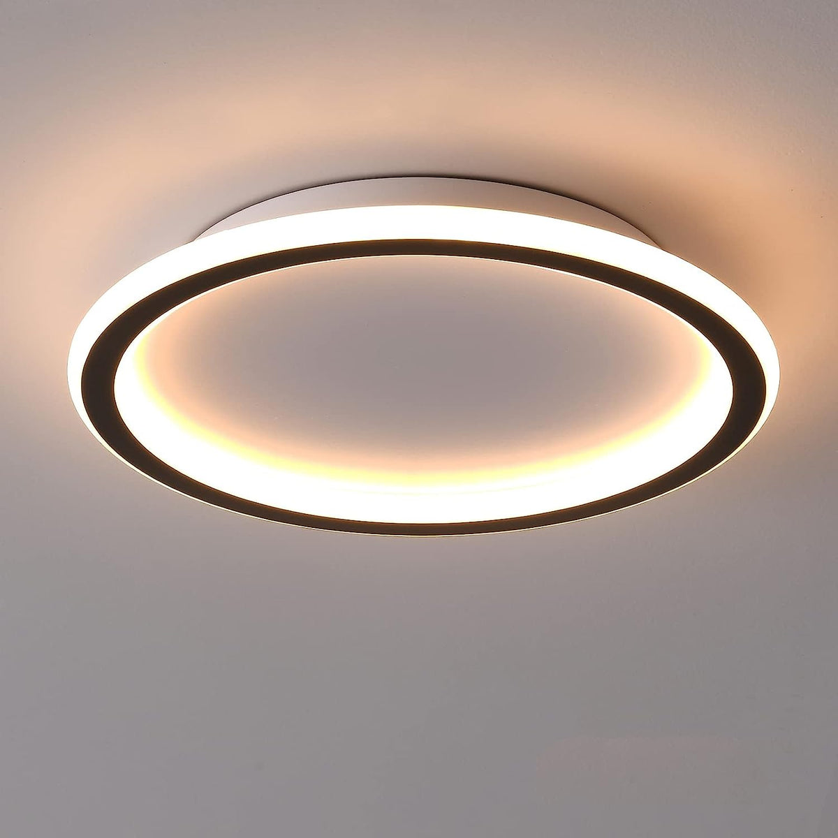 Moderne LED-plafondlamp 24W warm wit 3000K ronde plafondlamp voor woonkamer slaapkamer eetkamer kantoor zwart