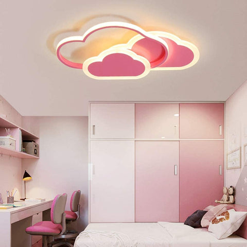 32W LED-plafondlamp, creatieve cloud-plafondlamp, afstandsbediening dimbaar 3000K ~ 6000K, L42 * B25 * H6cm ultradunne roze wolk-plafondlamp, voor kinderslaapkamer en woonkamer