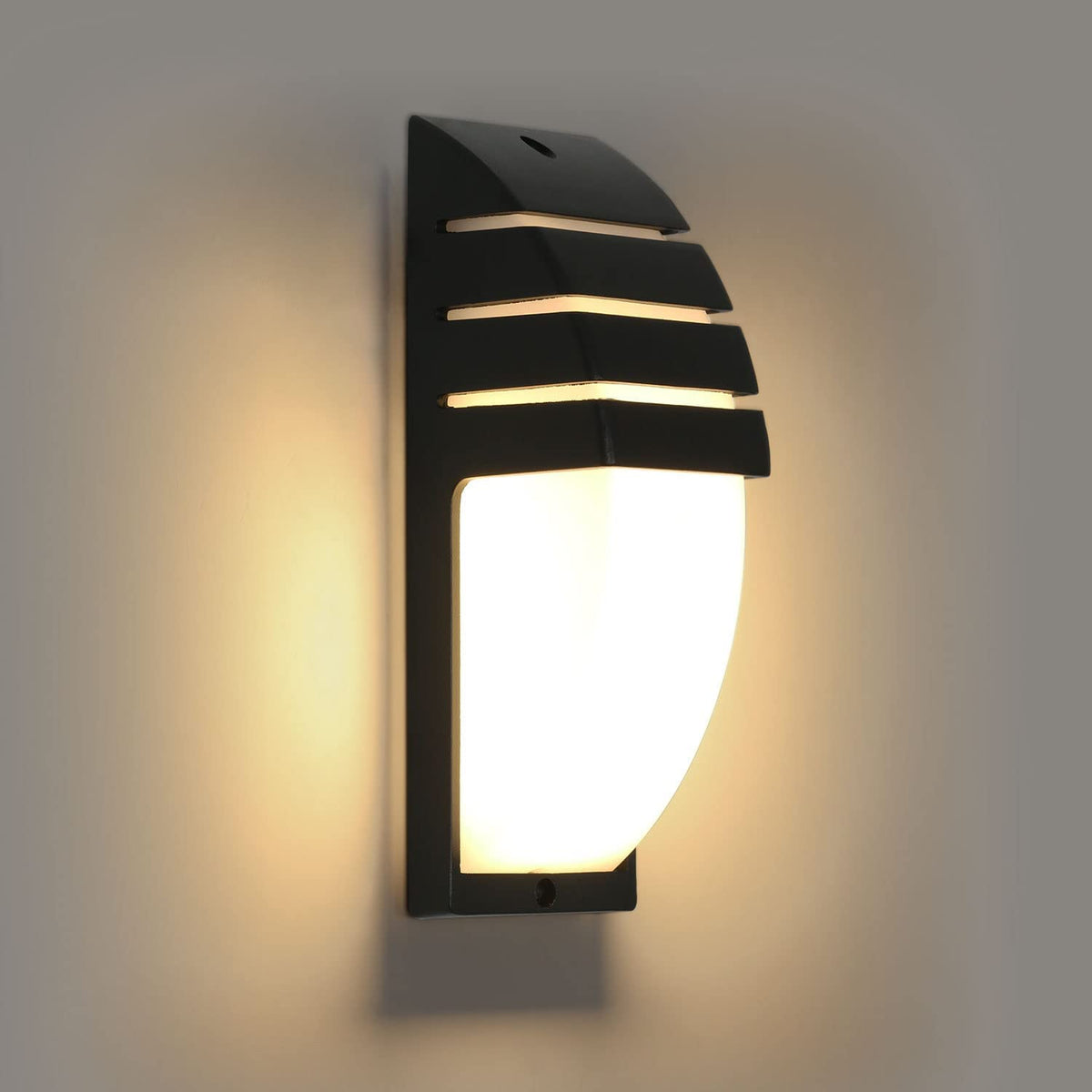 Applique Murale Interieur/Exterieur,12W Noir Applique Murale LED Blanc Chaud 3000K, Murale LED