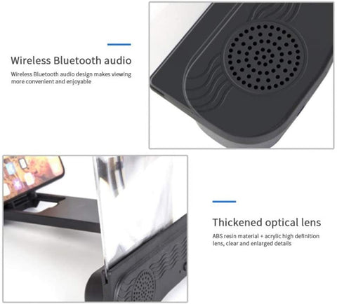 Schermvergrootglas met luidspreker voor smartphone, 12 inch 6D HD-projectorscherm voor films, video's en games