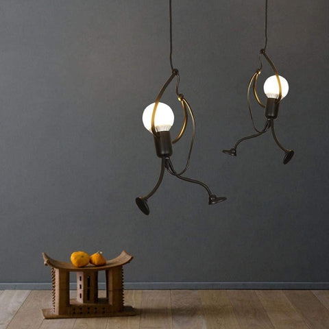Kroonluchters voor kinderkamers, moderne ijzeren hanglampen voor huisdecoratie, woonkamer, slaapkamer restaurant, E27 [Energie-efficiëntieklasse A+] Nero - 3 Pezzo