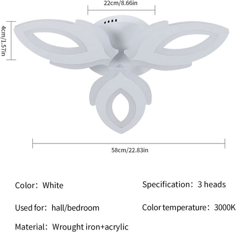 LED-plafondlamp, 45W 3600LM plafondlamp, moderne LED-plafondlamp 3 lampen voor woonkamer, slaapkamer, restaurant, kinderkamer, hal