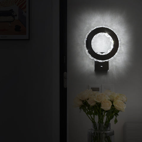 LED-wandlamp voor binnen, kristallen wandlamp, 9W koel wit licht 6000K modern design decoratie wandlamp voor woonkamer slaapkamer hal badkamer 24x20x10CM