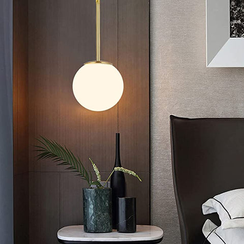 LED Slaapkamer Nachtkastje Kroonluchter Nordic Enkele Kop Persoonlijkheid Glazen Bol Plafondlamp Postmoderne Eenvoudige Creatieve Hanglamp Thuis Eetkamer Decoratie Binnenverlichting (lamp niet inbegrepen)