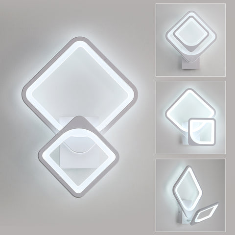 32W binnenwandlamp, witte LED-wandlamp, vierkant draaibaar, voor binnentrappen woonkamer slaapkamer