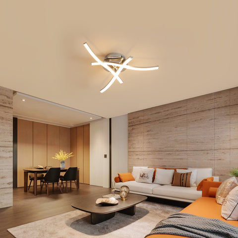 Dimbare LED-plafondlamp, plafondlamp met afstandsbediening, 18W moderne rimpelontwerp kroonluchterlamp voor slaapkamer woonkamer hal