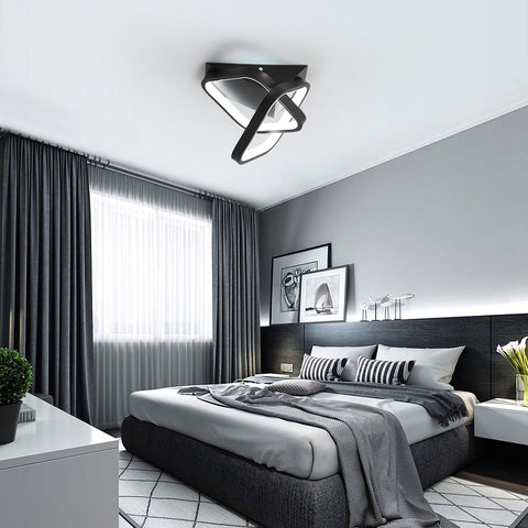 Moderne LED-plafondlamp 24W, 2 schuine vierkante plafondlampen in aluminium, zwart metalen plafondlamp, voor gangingang balkon, koel wit licht / 6500K