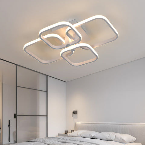 LED-plafondlamp, moderne woonkamer plafondlamp, driekleurig licht 3000K, eenvoudig vierkant wit plafondlamparmatuur voor slaapkamer kantoorkamer, 58X46CM