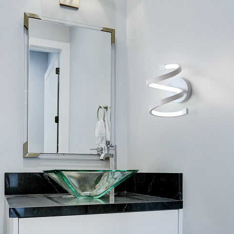 LED-wandlamp voor binnen, 18W witte spiraalvormige wandlamp, moderne wandlamp voor slaapkamer, gang, kantoor, koud wit licht 6500K