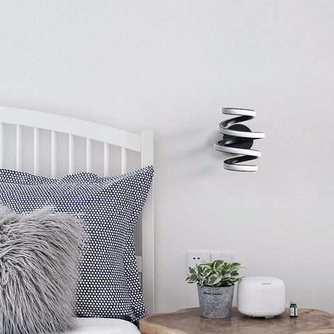 Led-wandlamp 21W Zwart Spiraal Eenvoudig Modern Creativiteit Aluminium Metaal Wandlamp 3000K Binnenwandlamp Geschikt voor slaapkamer, gang, woonkamer, bar