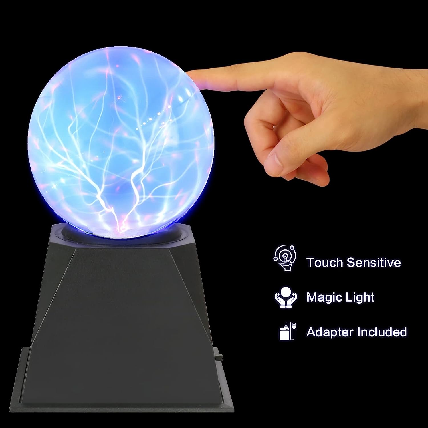 Boule de Plasma Magique 10cm, Lampe Plasma Boule de 4 Pouces, lumière à plasma sensible au toucher