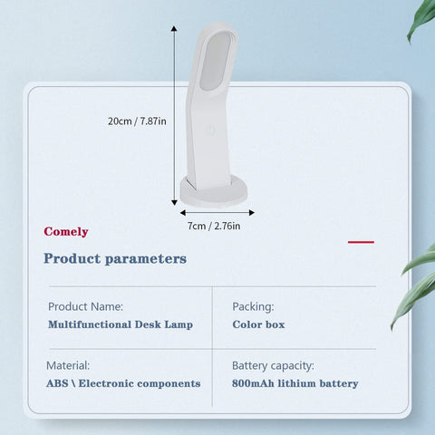 LED-bureaulamp, dimbare bedlamp, 10 helderheidsniveaus, flexibele oogbescherming met aanraakbediening, bureaulamp met USB-poort, magnetische designwandlamp