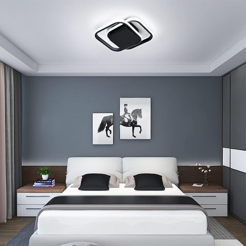 Moderne LED-plafondlamp koel wit 6000K vierkante plafondlamp voor woonkamer slaapkamer eetkamer kantoor zwart
