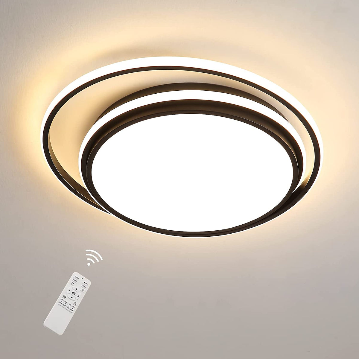 48W dimbare LED-plafondlamp met afstandsbediening, moderne LED-plafondlamp binnenverlichting, ronde LED-plafondlamp voor badkamer slaapkamer, keuken, woonkamer, eetkamer, kantoor