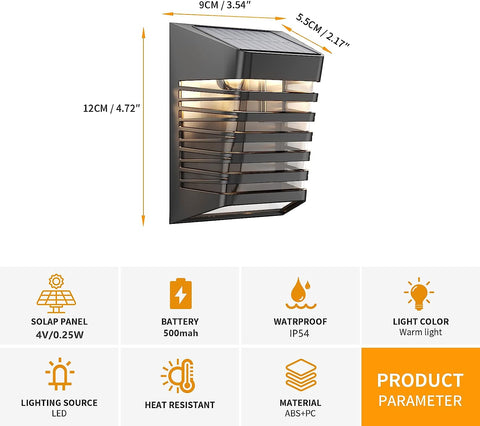 4 stks Solar Wandlamp Outdoor LED Wandlamp voor Binnenplaats Tuin Gang Terras Sluiten Muur Pathway Patio Villa