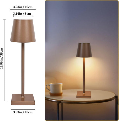 Tafellamp Draagbaar USB Oplaadbaar Modern Bedlampje Dimbaar Aanraakhelderheidsregeling voor Eetkamer Slaapkamer Camping Balkon Buiten Bruin