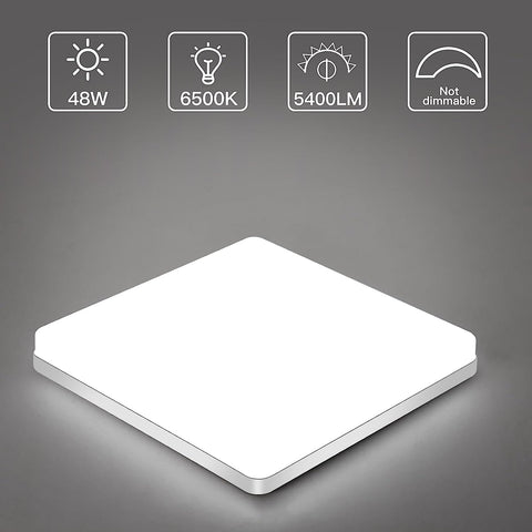 Vierkante LED-plafondlamp, LED-plafondlamp, IP44 LED-plafondlamp, plafondlamp toepasbaar op badkamer, woonkamer, keuken, slaapkamer, gang, balkon 48W 6500K (30x30CM)