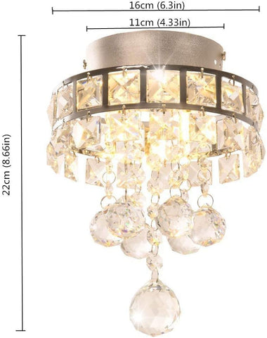 Kristallen kroonluchter, mini-hanglamp met 3 lampen voor hal, slaapkamer, keuken, kinderkamer