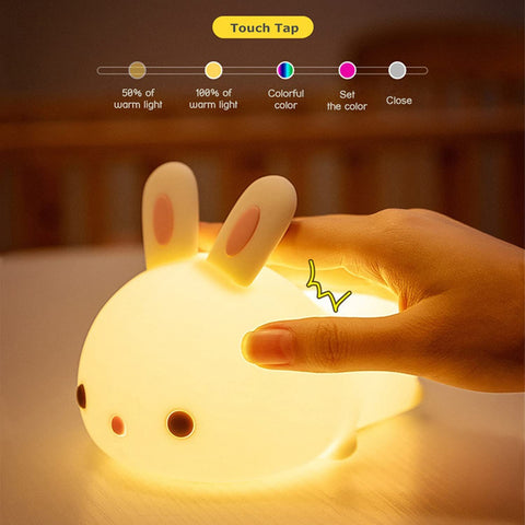 Nachtlampje voor kinderen Baby-nachtverlichting LED-nachtlampje Dierenkleur Konijn Type Oplaadbaar Verwisselbaar Geschikt voor kinderen, baby's en meisjes