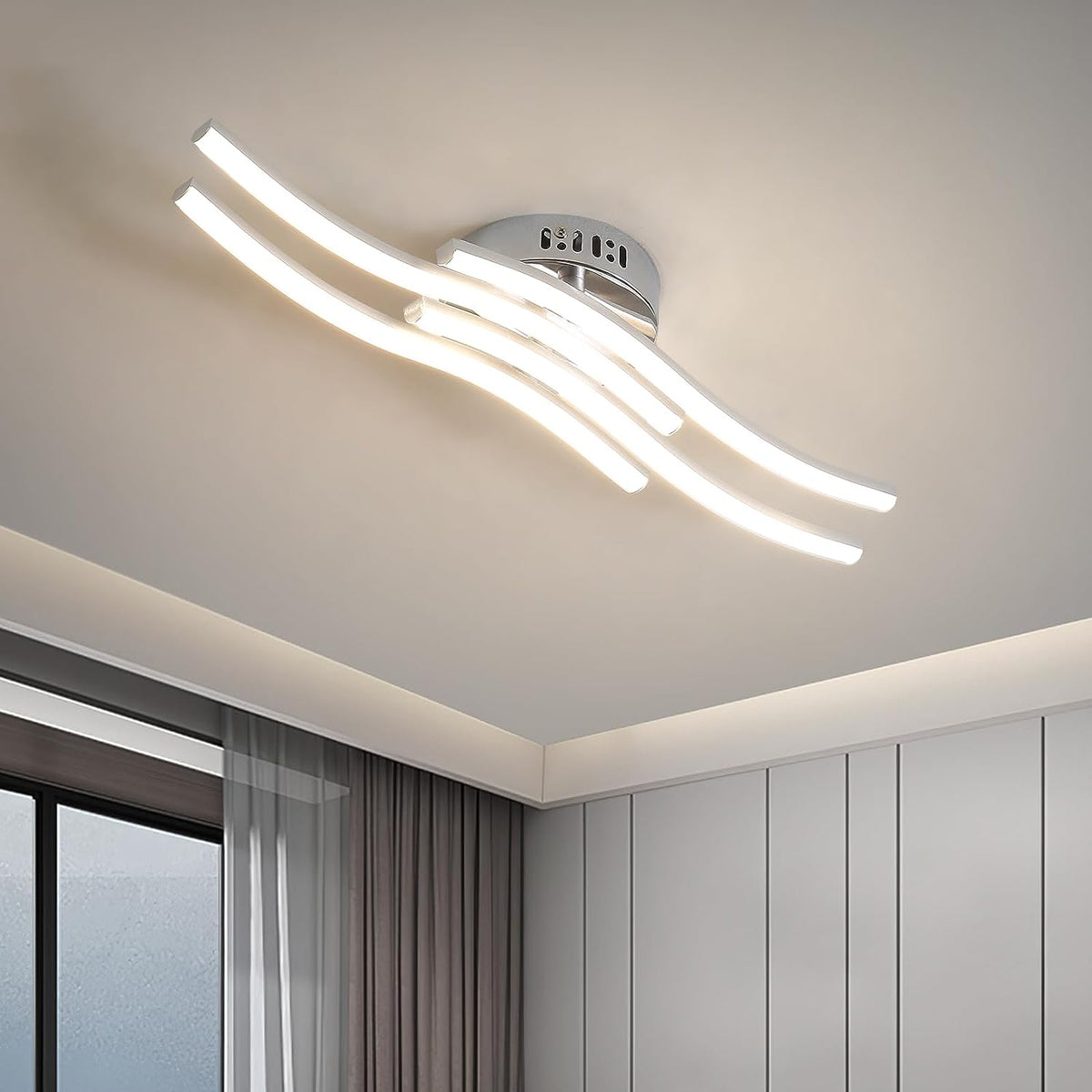 LED-plafondlamp Modern design Golfvorm Plafondlamp 24W Warm wit 3000K voor woonkamer slaapkamer eetkamer kantoor