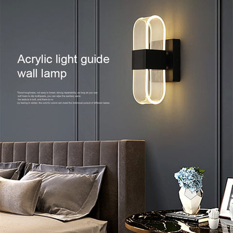 Indoor LED-wandlamp dimbaar 12W moderne wandlamp romantisch creatief acrylontwerp voor slaapkamer, woonkamer, gang, trap, hotel, 3000K-6000K wit licht (zwart)
