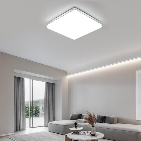 Vierkante LED-plafondlamp, LED-plafondlamp, IP44 LED-plafondlamp, plafondlamp toepasbaar op badkamer, woonkamer, keuken, slaapkamer, gang, balkon 48W 6500K (30x30CM)
