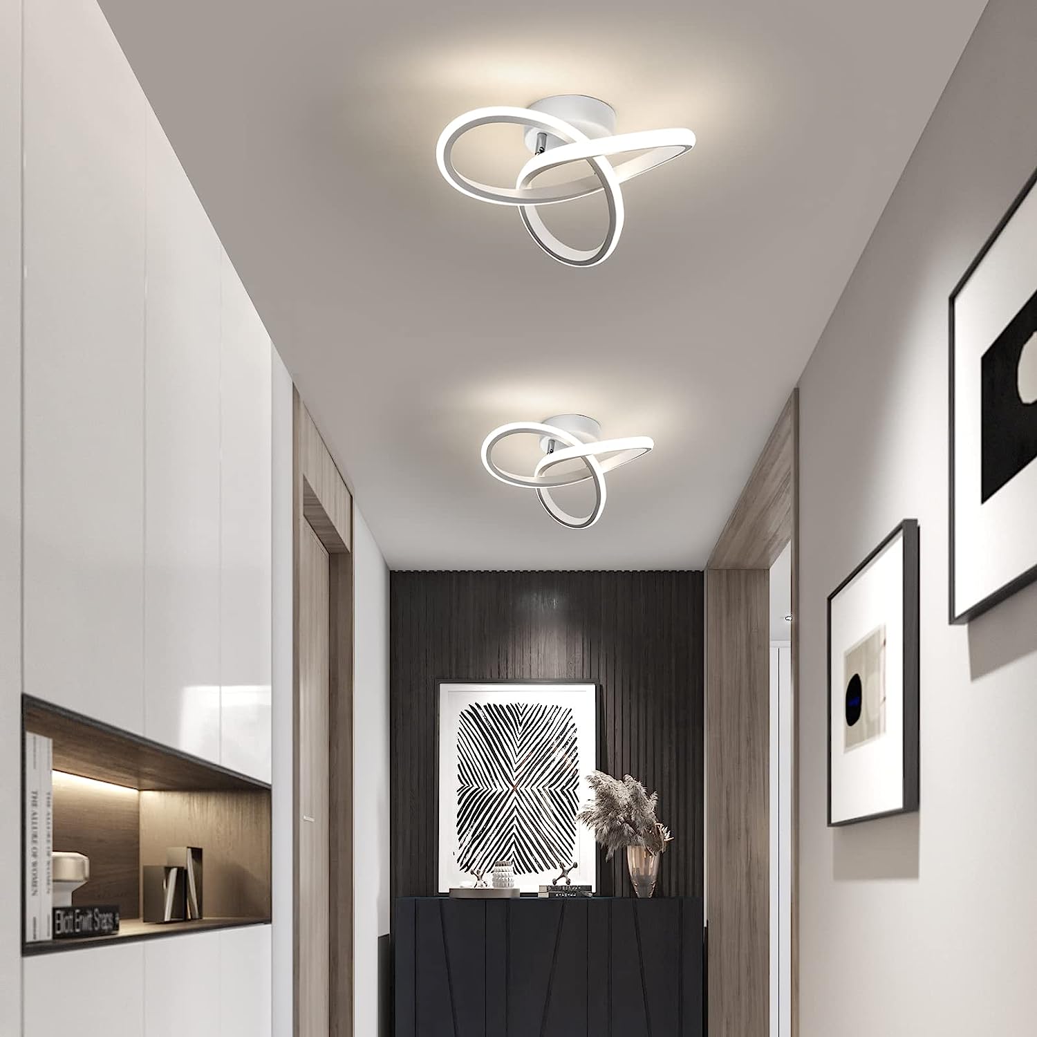 Plafonnier LED Moderne, 22W Lampe de Plafond, Plafonnier LED Design en Forme de Fleur pour Chambre Cuisine Salon