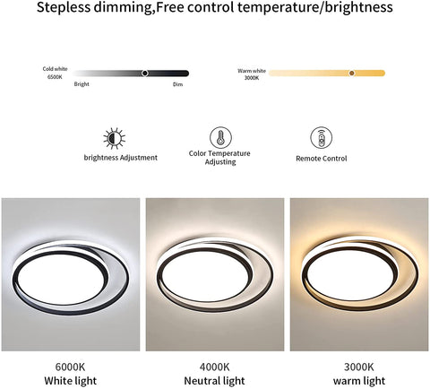 48W dimbare LED-plafondlamp met afstandsbediening, moderne LED-plafondlamp binnenverlichting, ronde LED-plafondlamp voor badkamer slaapkamer, keuken, woonkamer, eetkamer, kantoor
