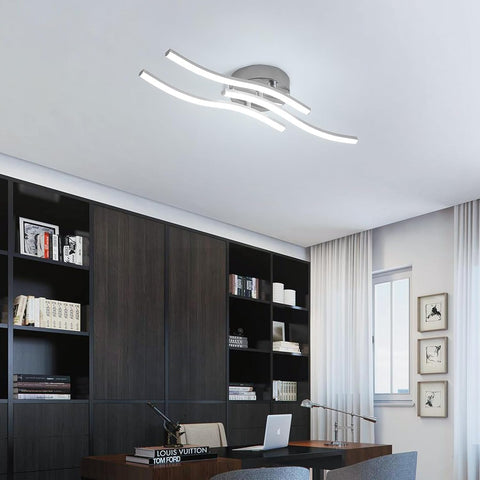 LED-plafondlamp, golfvormige hanglamp, geïntegreerde LED's 18W 1600 lumen, moderne kroonluchter voor woonkamer of keuken, 220V IP20 koud wit licht 6500K