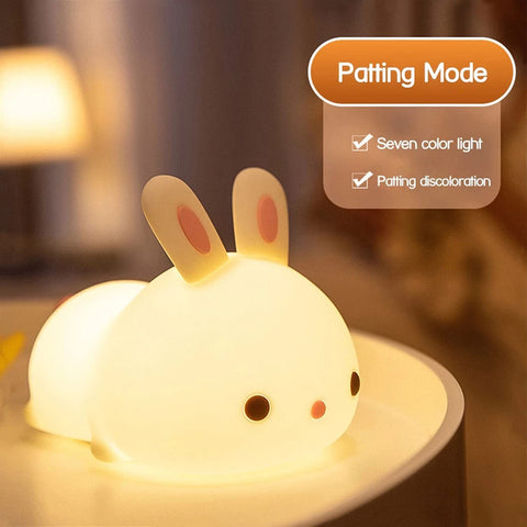 Nachtlampje voor kinderen Baby-nachtverlichting LED-nachtlampje Dierenkleur Konijn Type Oplaadbaar Verwisselbaar Geschikt voor kinderen, baby's en meisjes