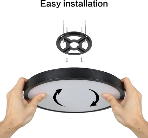 24W LED-plafondlamp, 2160LM IP50-plafondlamp, 6500K koelwit ultradunne plafondlamp, zwarte ronde plafondlamp voor slaapkamer woonkamer gang balkon badkamer kantoor, Ø30cm