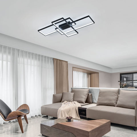 LED-plafondlamp 38W modern design koel wit 6000K rechthoek plafondlamp voor woonkamer slaapkamer eetkamer kantoor zwart