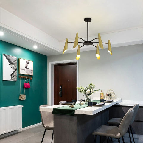 Moderne creatieve industriële kroonluchter hanglamp aanpassen ijzeren kunst duif plafondlamp voor woonkamer slaapkamer (goud + zwart)