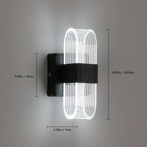 Indoor LED-wandlamp dimbaar 12W moderne wandlamp romantisch creatief acrylontwerp voor slaapkamer, woonkamer, gang, trap, hotel, 3000K-6000K wit licht (zwart)