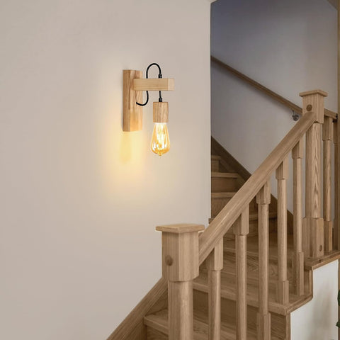 Moderne houten binnenwandlamp wandlamp E27-basis voor slaapkamer, restaurant, gang, café, bar (lamp niet inbegrepen)