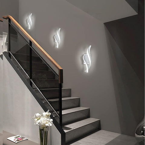 Moderne LED-wandlamp spiraalvormige wandlamp koel wit 6000K voor slaapkamer, woonkamer, hal, entree