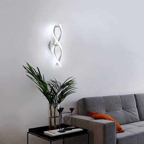 Binnenwandlamp, moderne led-wandlamp 16W 1800LM, koel wit 6500k, gebogen design wandlampen voor slaapkamer trappen woonkamer