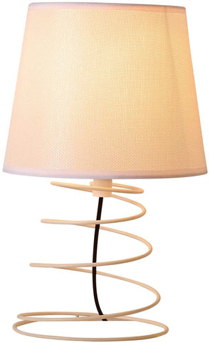 Moderne minimalistische tafellamp, bureaulamp van witte stof met industriële spiraalvormige ijzeren buis, E27-nachtlampje voor studeerkamer, woonkamer, slaapkamer, nachtkastje (zonder lampen)