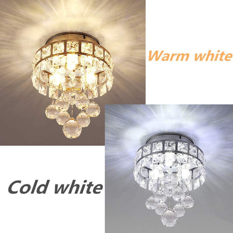 Kristallen kroonluchter, mini-hanglamp met 3 lampen voor hal, slaapkamer, keuken, kinderkamer