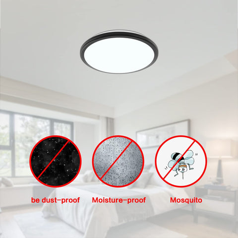 LED-plafondlamp, ronde 24W moderne plafondlamp, zwarte bewegingssensor plafondlamp, IP54 waterdicht, stofdicht, LED-binnenlamp voor badkamer, balkon, gang, entree, 6000K