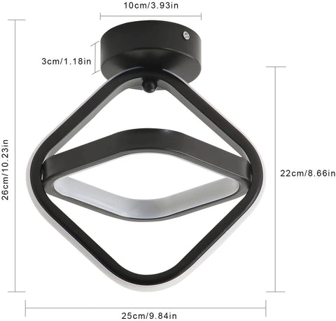 22W LED-plafondlamp, eenvoudige geometrische plafondlamp, metalen plafondlamp voor woonkamer, slaapkamer, hal, 6000K wit licht