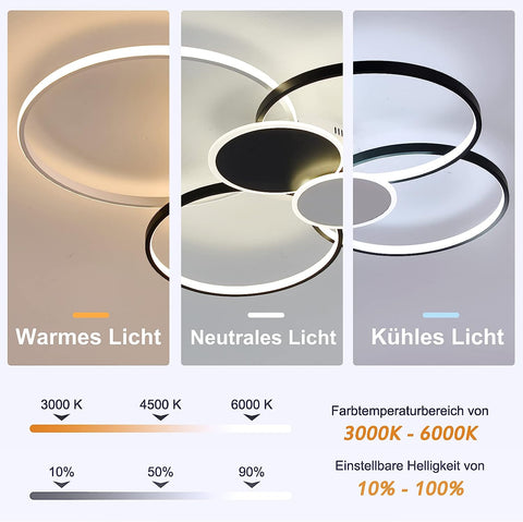 Moderne Dimbare Led Plafondlamp Cirkel Ringen Plafondlamp 3000 K-6000 K voor Woonkamer Slaapkamer Eetkamer kantoor