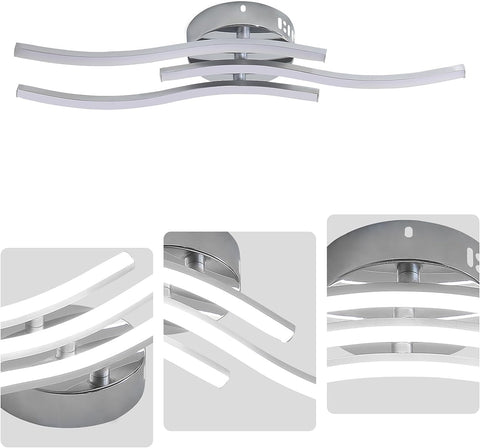 LED-plafondlamp, golfvormige hanglamp, geïntegreerde LED's 18W 1600 lumen, moderne kroonluchter voor woonkamer of keuken, 220V IP20 koud wit licht 6500K