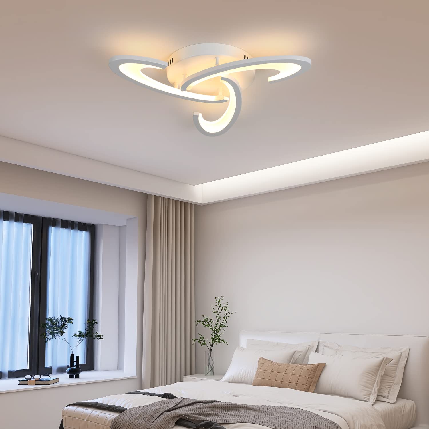 Plafonnier LED, Luminaire Plafonnier 30W 3240lm, Lampe de Plafond Design Shamrock pour Chambre à Coucher, Salon