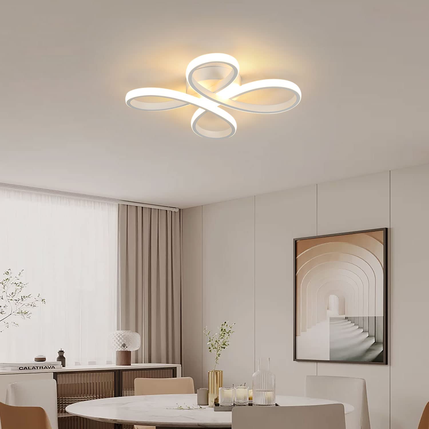 Plafonnier LED Design moderne 30W Forme de fleur créative Lampe de Plafond