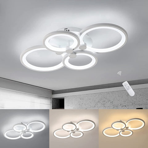 Dimbare moderne led-plafondlamp, 42W 4800 Lm moderne metalen acryl plafondlamp, verstelbare helderheid en lichtkleur voor woonkamer, keuken, hal, slaapkamer, 3000-6500K