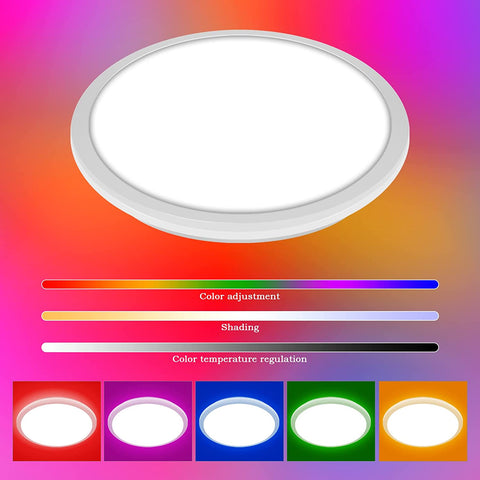 Dimbare LED-plafondlamp, badkamerplafondlamp IP54, 24W 3100LM, 2700-6500K RGB waterdichte moderne plafondlamp met afstandsbediening voor woonkamer, slaapkamer (Ø28cm)