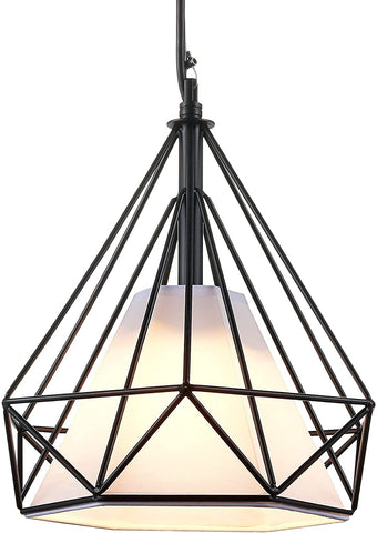 Industriële hanglamp, vintage industriële diamantvormige kroonluchter, metalen plafondlamp voor restaurantwoonkamer, zwart