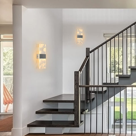 2 stuks binnenwandlamp 12W, 3000K warm wit licht binnen led-wandlamp acryl veer, moderne led-wandverlichting voor slaapkamer, woonkamer, hal, trappenhuis (zilver)